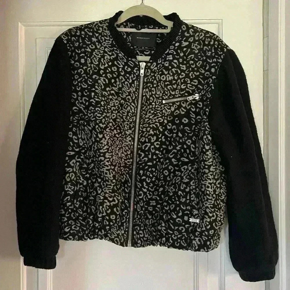 Maison Scotch Soda Jacket Size 2 Medium Wool Bomber Animal Full Zip Heavyweight - Picture 2 of 10